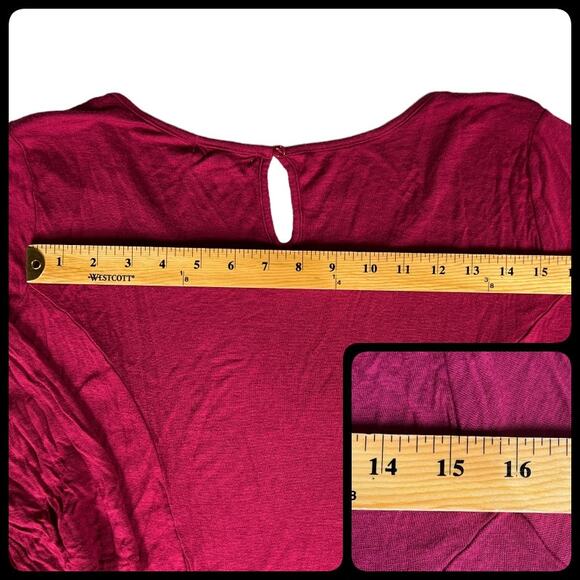 Pink Rose Three-Quarter Sleeve Tunic Tee Shirt Top Plus Size Size 2X Fuschia - Picture 9 of 12